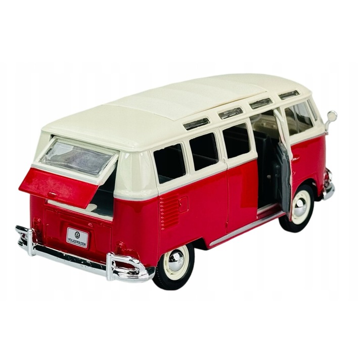Volkswagen Van Samba fém kisautó 1:25, piros, Maisto