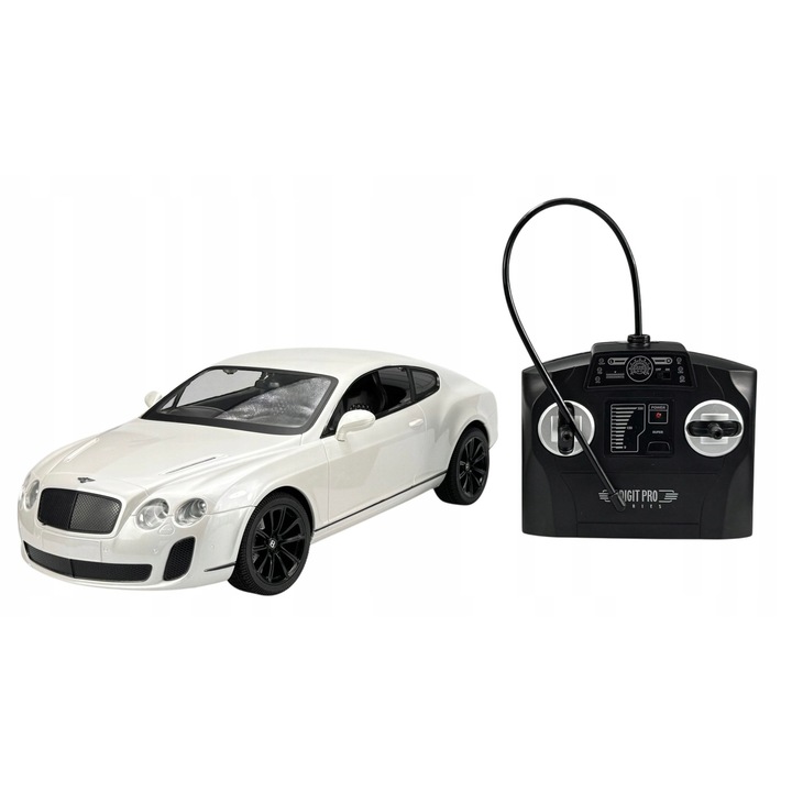 Masinuta electrica, Bentley Continental Supersports, 1:14, alb, 33x16x10cm, set cu telecomanda si acumulatori