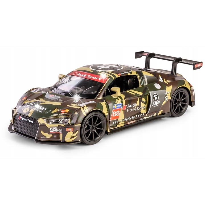 Audi R8 LMS GT3 AAPE #88, fém modell 1:32, barna színű, 14x6x4cm, fény- és hanghatásokkal