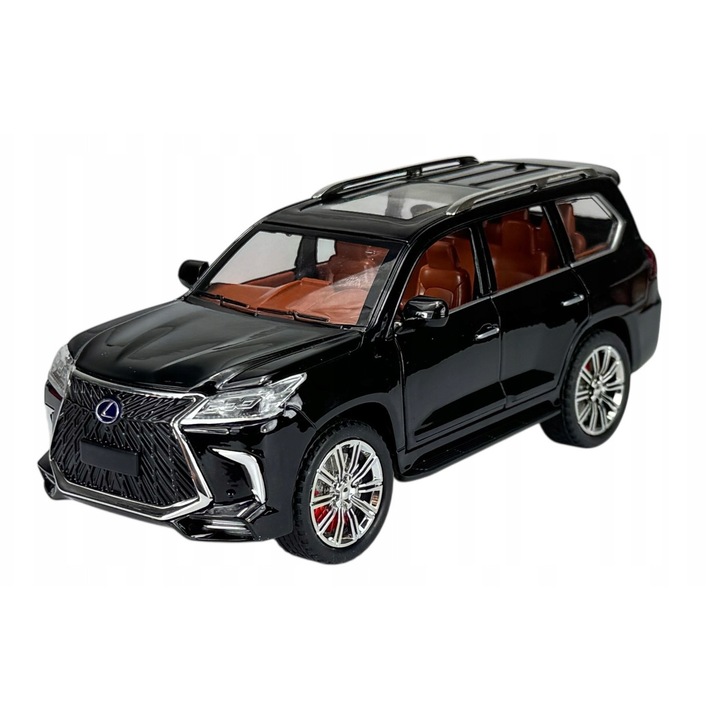 LEXUS LX570 fém autómodell, 1:24, fekete, 20x10x8,5cm, fényekkel és hangokkal