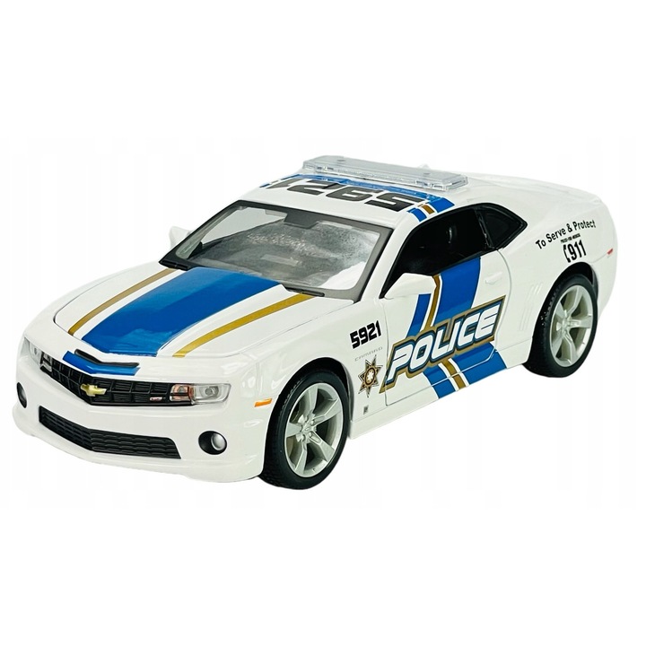 Modell fém Chevrolet Camaro SS RS Police 2010, 1:24, 20x8x6cm, bemutató dobozzal