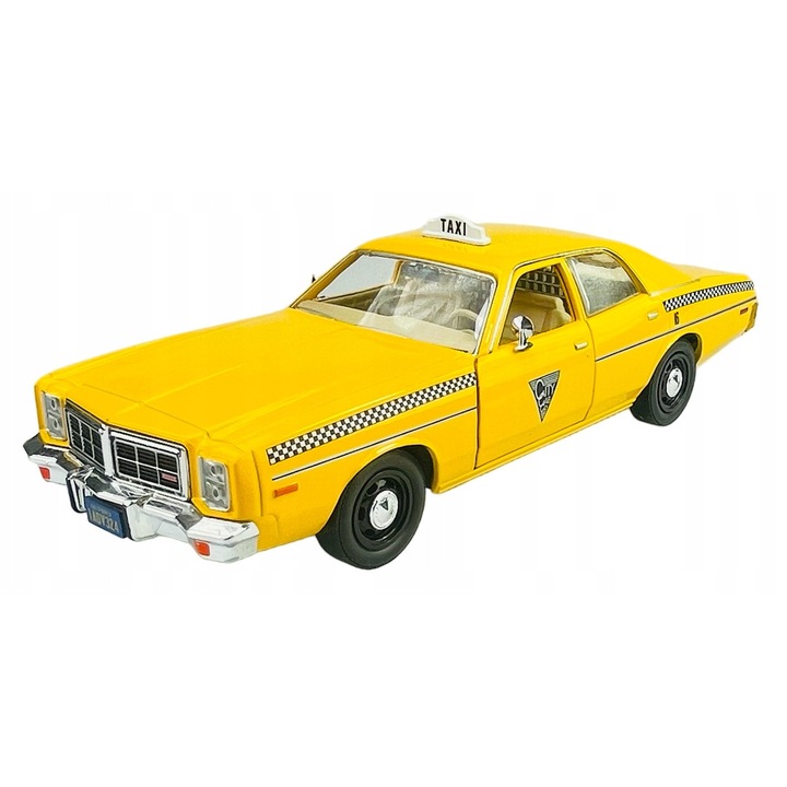 Autómodell, GreenLight, 1978 Dodge Monaco, 1:24, sárga, 22x8cm
