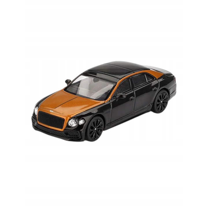 Automodell, Mini GT, Bentley Flying Spur, 7,5cm, Orange Flame/Onyx, limitált kiadás