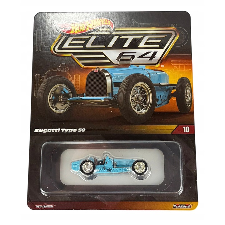 Masinuta metalica Hot Wheels Bugatti Type 59 HNJ62, editie de colectie, 8x3cm
