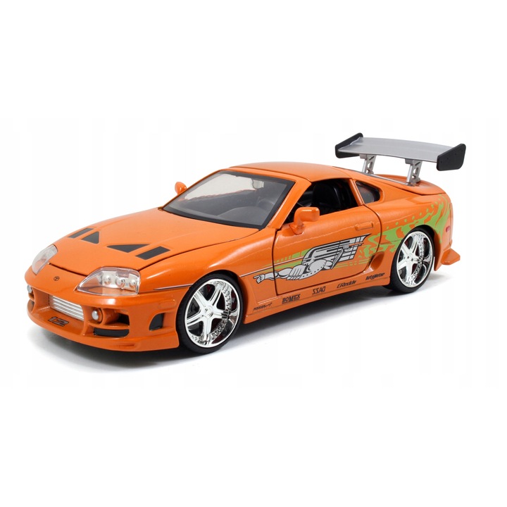 Jada Toyota Supra Fast and Furious fém kisautó, 1:24, narancssárga, 20cm