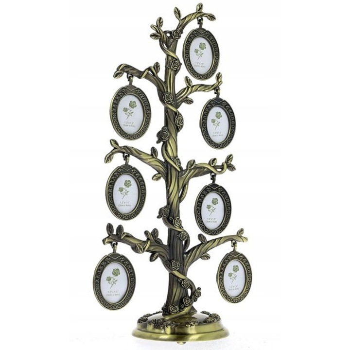 Rame foto clasice, Gedeon, drzewko genealogiczne FT10, metal, 7 suporturi, culoare aurie, 3x5cm