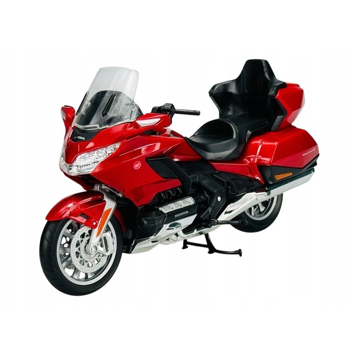 HONDA GOLD WING motorkerékpár modell, Welly, 1:12, piros, 20x9x11,8cm, autentikus részletek, gumi kerekek