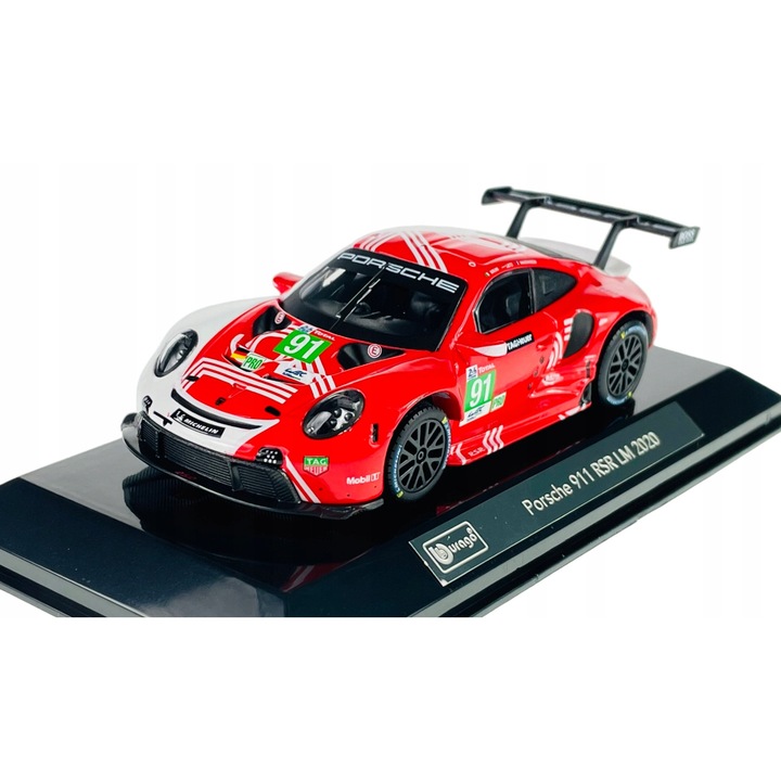 Masinuta metalica Porsche 911 RSR LM 2020, 1:43, cu gablota, 10cm