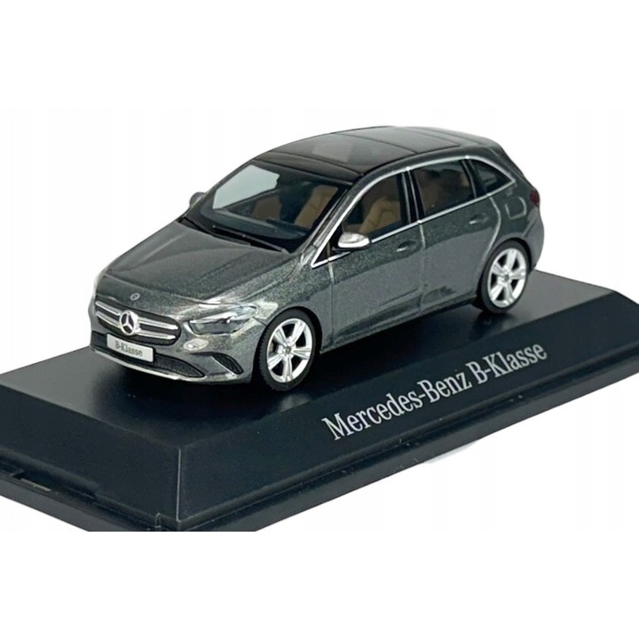 Mercedes B-Klasse W247 modellautó, szürke, 1:43, méretek 10,5x4,5x3,5cm, gyűjthető