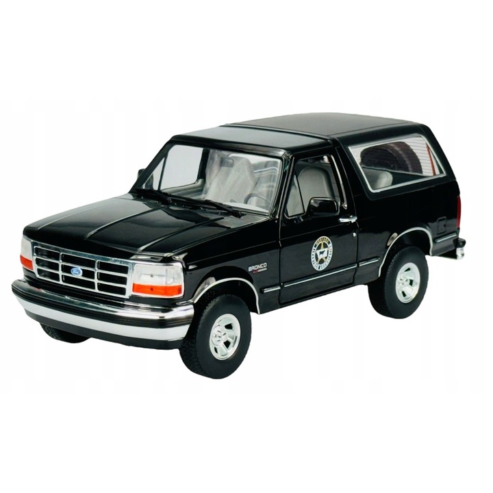 Gyűjtői autómodell, GreenLight, Ford Bronco 1992, finom részletek, fekete, 26,5x12x11cm