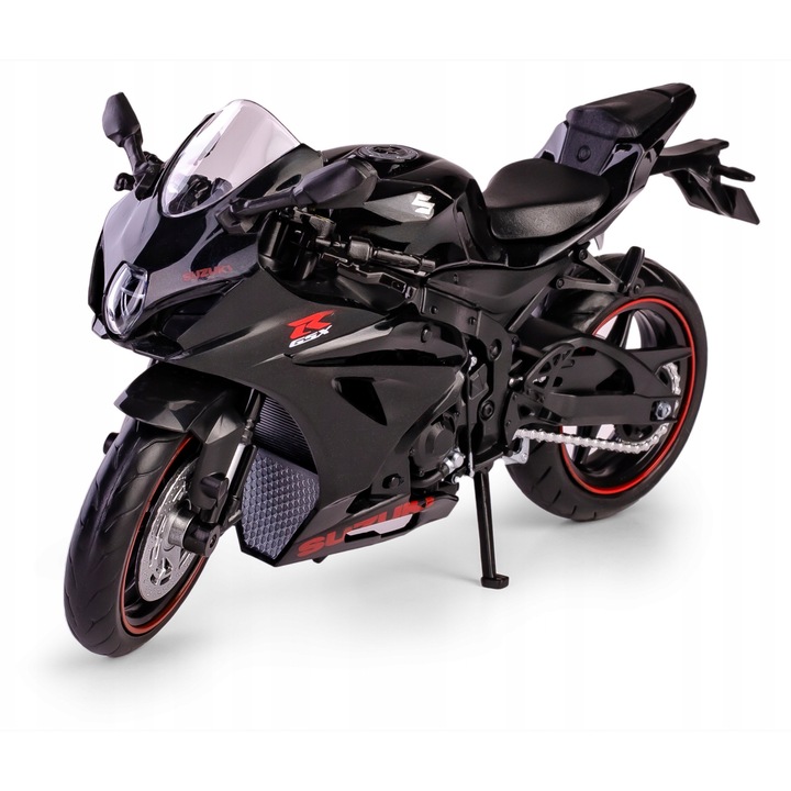 Motorkerékpár modell, SUZUKI GSX-R1000R, 1:12, fekete, 17x10cm, RMZ