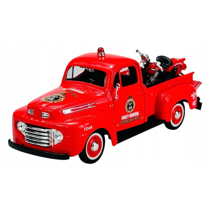 Autómodell szett 1948 Ford F-1 Pickup + 1936 Harley-Davidson EL Knucklehead 1:24, 19cm, Maisto
