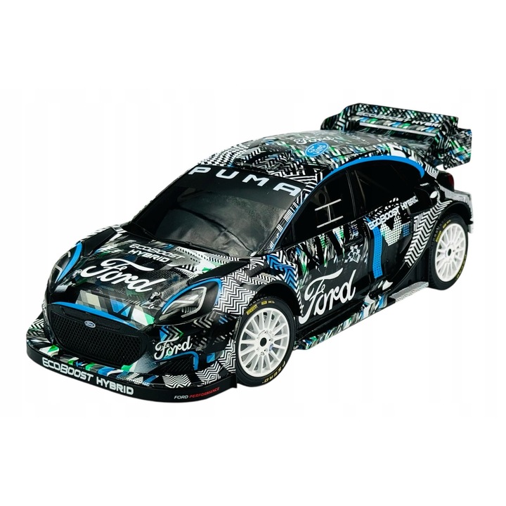 Modell fém Ford Puma WRC Rally1 Hybrid 2021, 1:18, kiállítási állvánnyal, 31x15x14cm, Solido