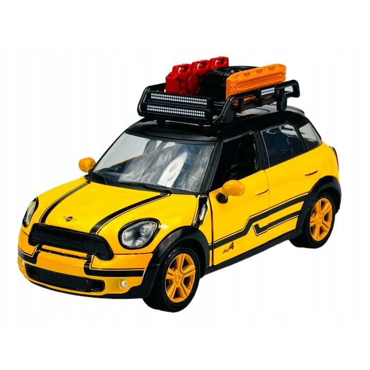 Fém kisautó, Motormax, MINI COOPER S ALL4 COUNTRYMAN, 1:24, sárga, 17x8cm