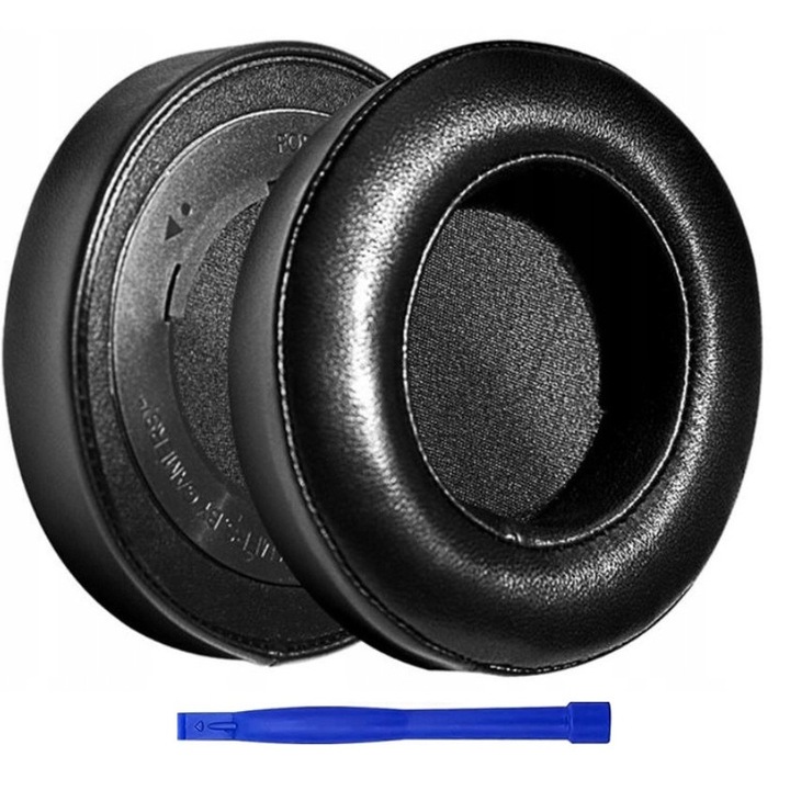 Pady pentru casti Razer Kraken Pro V2, moXomi, piele naturala, negru, 115x100x30mm