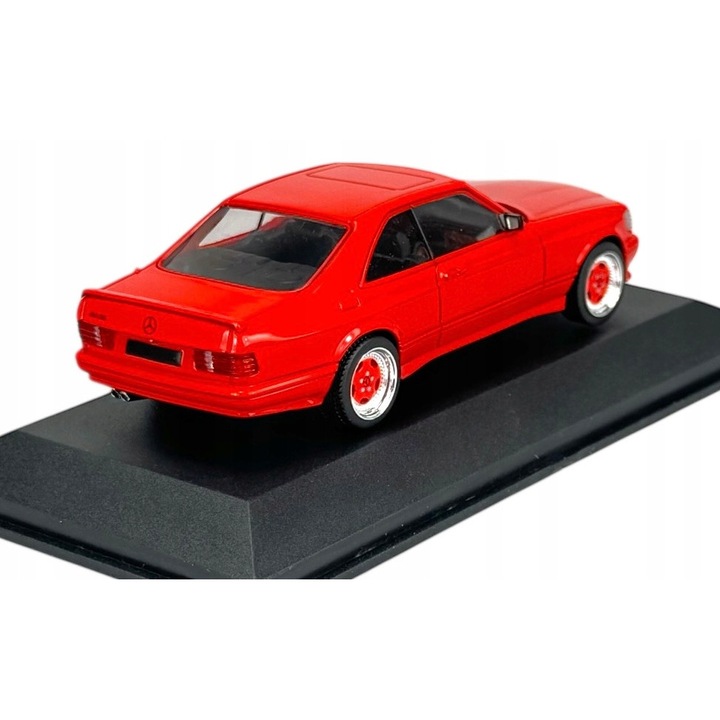 Fém autómodell 1:43, Mercedes-Benz 560 SEC AMG, piros, 10,5x4,5x3,5cm, Solido