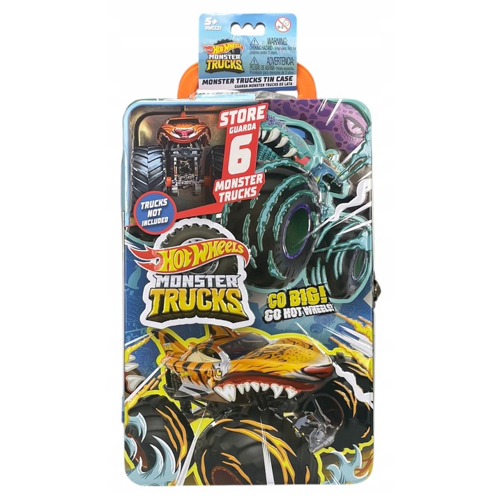 Set valiza metalica Hot Wheels pentru 6 masinute, albastra