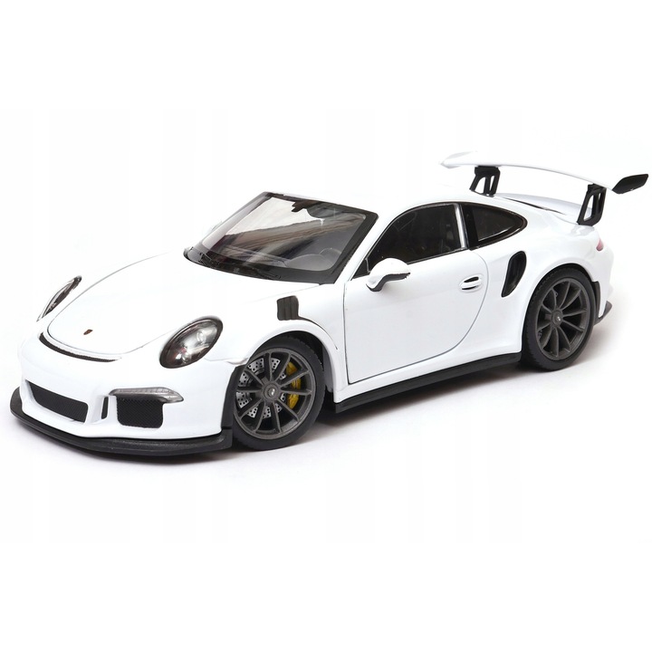 Porsche 911 GT3 RS 2016 1:24 Welly kisautó, precíz részletek, fehér, 19cm