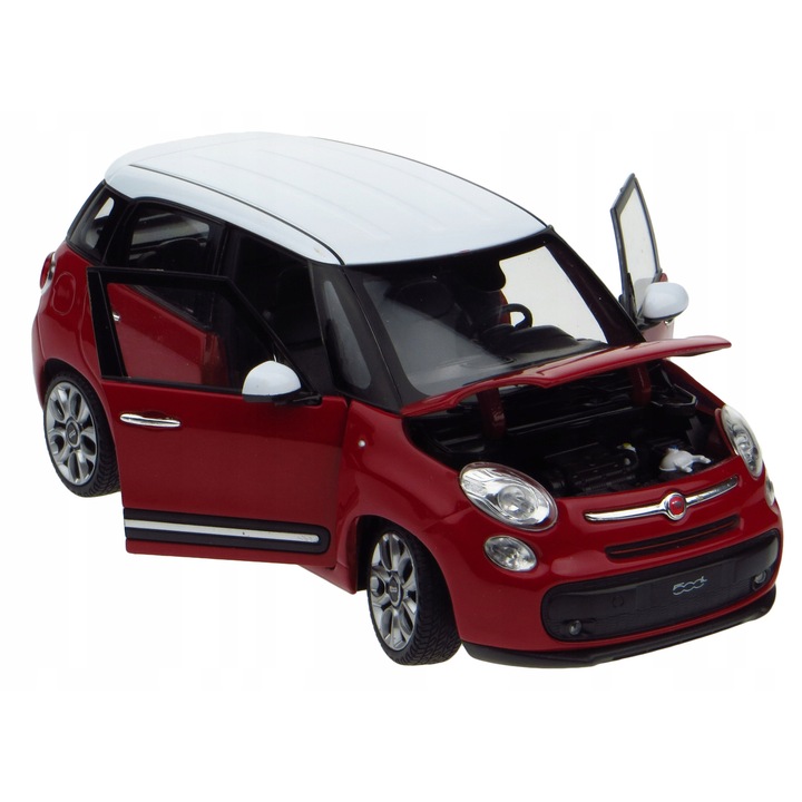FIAT 500L fém kisautó, Welly, 1:34, nyitható ajtók, méretek 10x5,5x4,5cm