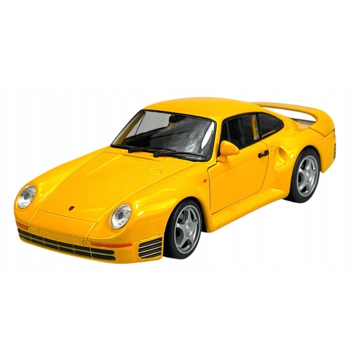 Porsche 959 modellautó, Welly, 1:24, sárga, 18x7cm