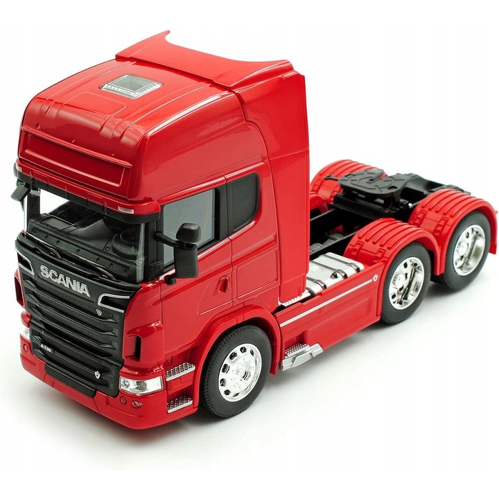 Scania V8 R730 modellautó, 1:32, piros, 18cm