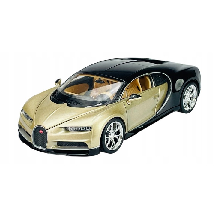 BUGATTI CHIRON fém autómodell, Welly, 1:24, arany, 18x8,4x4,8cm