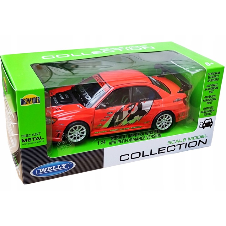 Automacheta Subaru Impreza Performance WRX STI APR 1:24, precíz részletek, fém, 19cm