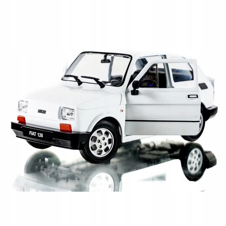 Modellautó Fiat 126p Maluch, Welly, fehér, 15x7x7cm