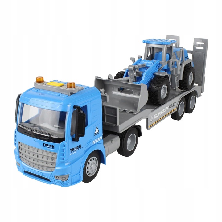 Set camion cu remorca si buldozer Dromader, 42,5x8,5x12,5cm, cu sunete si lumini, multicolor
