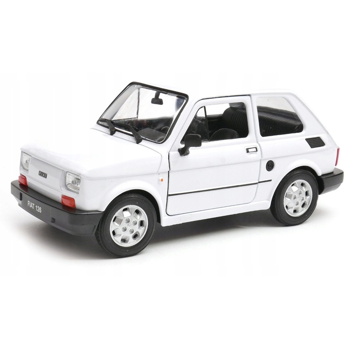 Dromader FIAT 126P Maluch autómodell, fém, 1:21, fehér, 14,5x6,5x6,5cm