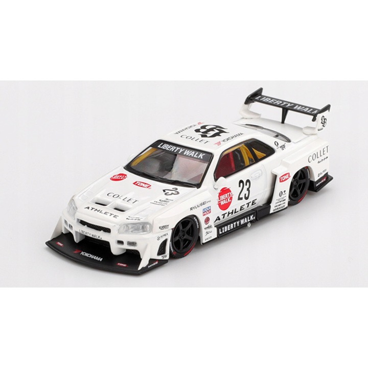 Masinuta Mini GT, modell LB-ER34 Super Silhouette, 1:64, fehér
