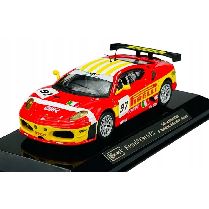 Fém autó Ferrari F430 GTC 2008, Bburago, 1:43, 10.5x5.2x2.8cm