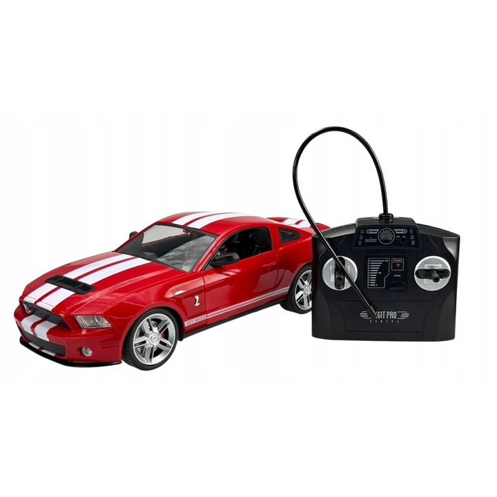 Masinuta Alloy Ford Mustang Shelby GT500, rosie, 1:14, set cu telecomanda si accesorii
