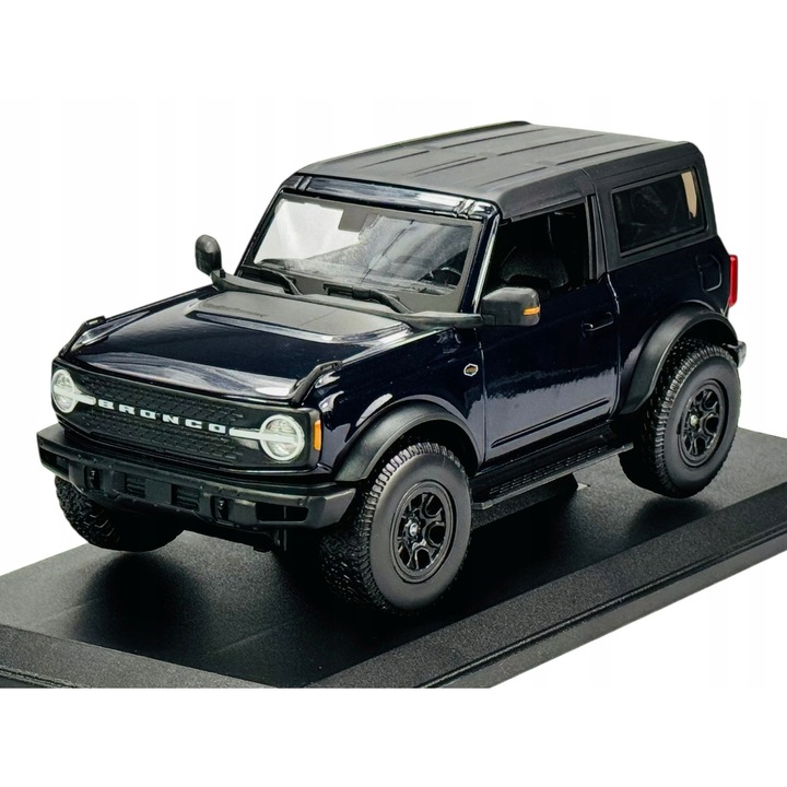 Maisto Autómodell 2021 Ford Bronco Wildtrak, 1:18, nyitható ajtók, kék színű, 24x12cm