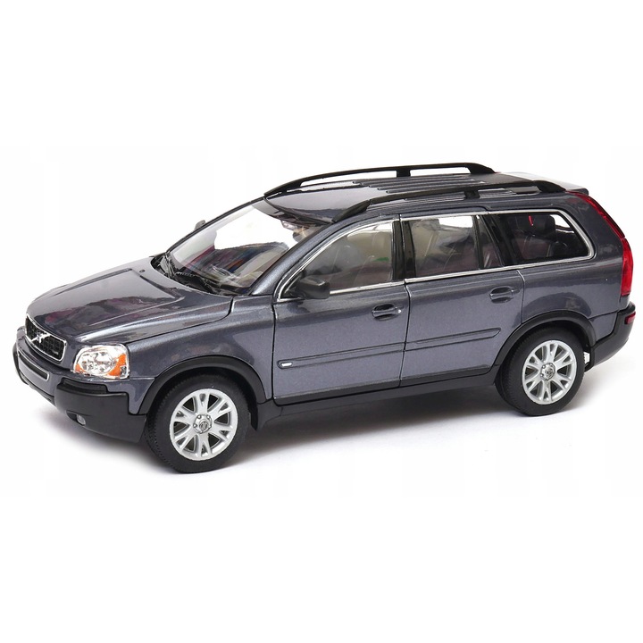 VOLVO XC90 gyűjtői autó, Welly, 1:24, grafit, 19,5x7,7x7,5cm, nyitható ajtók és motorháztető