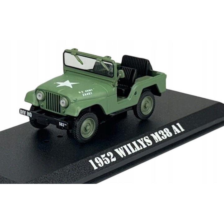 Gyűjtői kisautó, GreenLight, Jeep Willys M38 A1, 1:43, zöld, 7cm