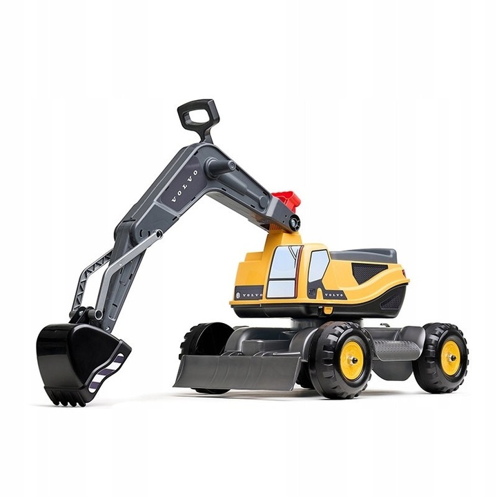 Excavator Volvo galben, set, Falk, rotativ, 360°, 50kg, pentru copii de la 3 ani