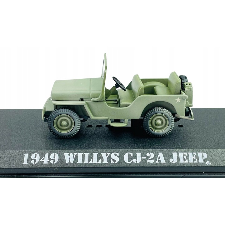 Gyűjtői kisautó, GreenLight, 1949 Willys CJ-2A Jeep, 1:43, zöld, 7cm