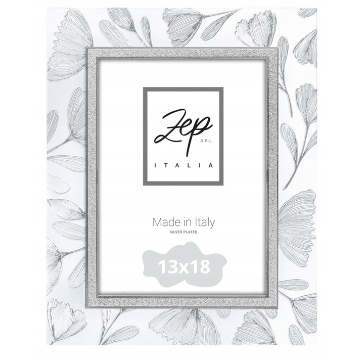 Rama foto Zep 13x18cm, transparenta, argintie, din sticla Siracusa, pentru un singur fotografii