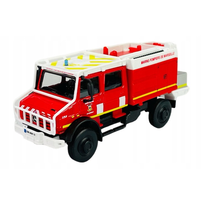 Bburago modellautó, Mercedes-Benz Unimog U5000, piros, 12,5x6x5cm