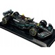 Modell fém Formula 1 Mercedes-AMG F1 W14 E Lewis Hamilton 2023, 1:24, 23x8x5cm, szett állvánnyal és vitrinnel