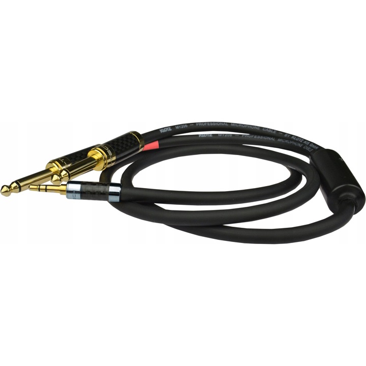 Audio kábel 3,5mm Jack - 2x 6,3mm Jack, Klotz, 2m, 24k arany, carbon
