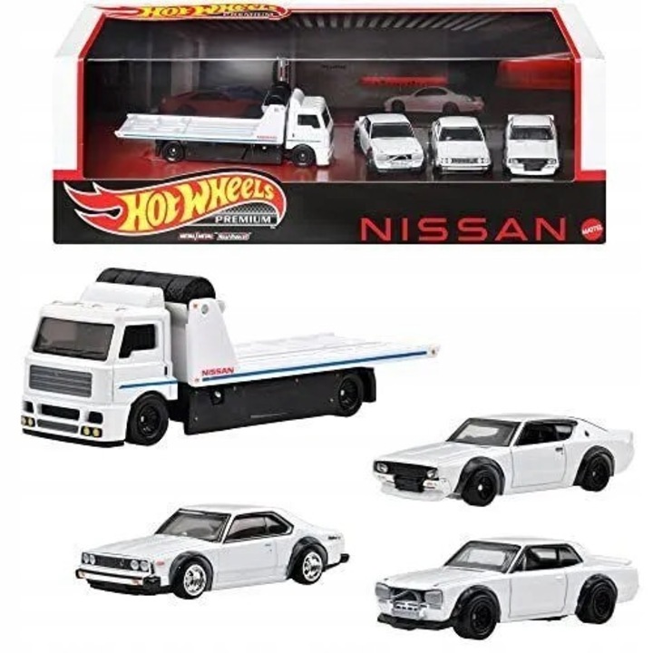 Set 4 masinute Hot Wheels Premium Nissan Skyline 1:64, multicolor, 28,5x13x10cm