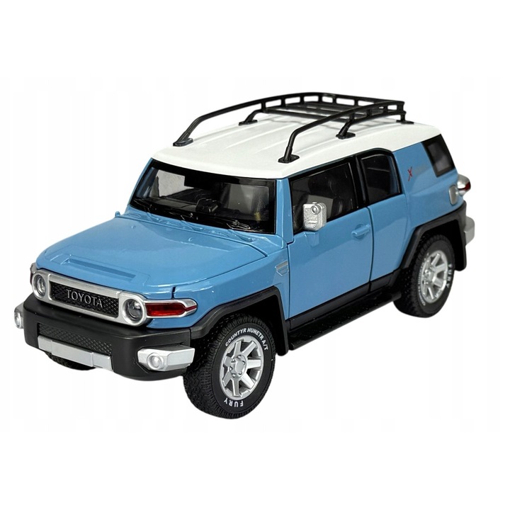 TOYOTA FJ CRUISER fém kisautó, kék, 1:24, nyitható ajtókkal és motorháztetővel, méretei 21,5x9x9cm