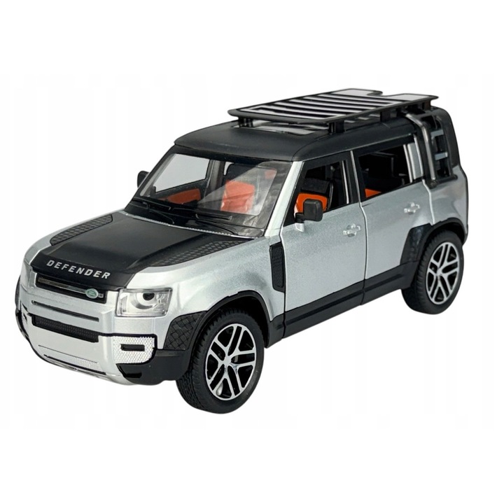 Fém autó LAND ROVER DEFENDER, Alloy, 1:24, ezüst, 21x9x9cm