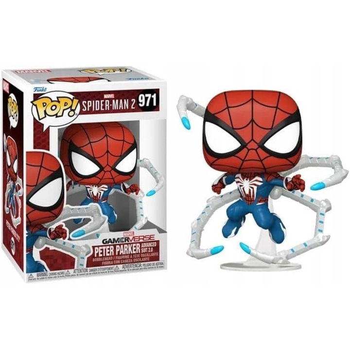 Figurina Funko Pop! Peter Parker Advanced Suit 2.0, Marvel Spider-Man 2, 9cm