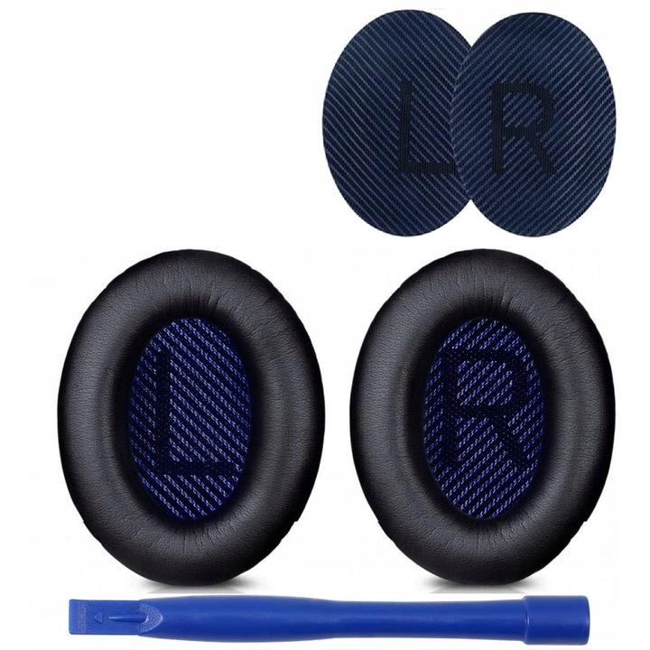 Nausnici pentru casti BOSE QC35 QC35 II, piele naturala de oaie, negru, set