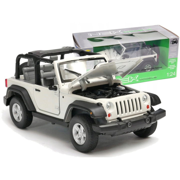 Masinuta metalica Jeep Wrangler 2007, Welly, 1:24, alb, 19cm