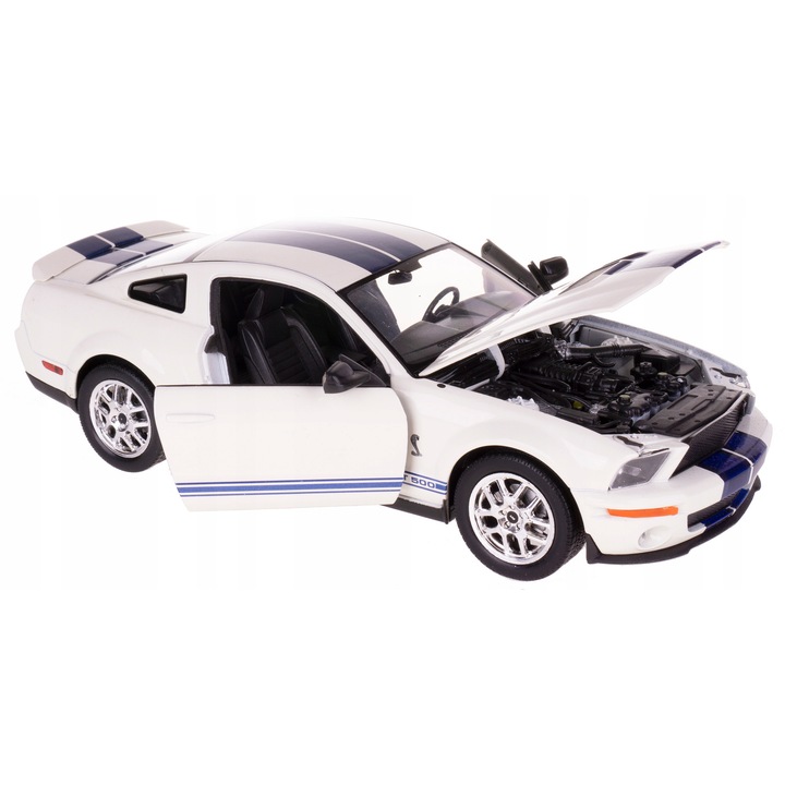 Gyűjtői autó, Shelby Cobra GT500, 2007, 1:24, fehér, 19,5x8,5x5,5cm
