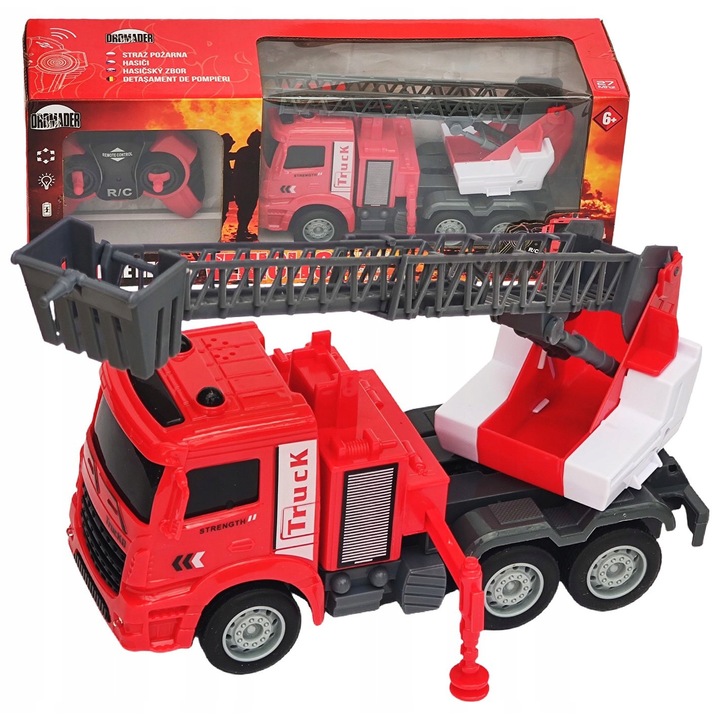 Masinuta Dromader, camion de pompieri RC 1:30, 27MHz, 26cm, set cu telecomanda